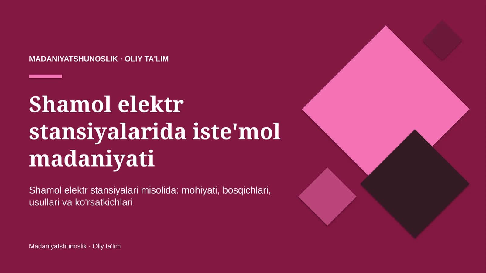 Shamol elektr stansiyalarida iste'mol madaniyati