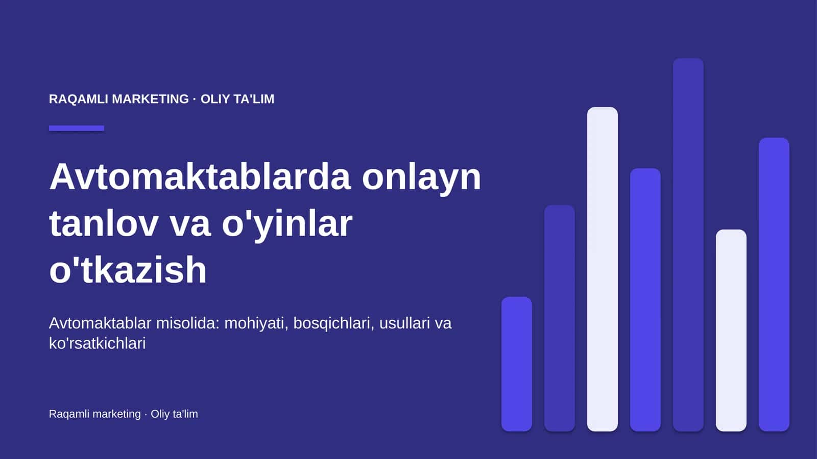 Avtomaktablarda onlayn tanlov va o'yinlar o'tkazish