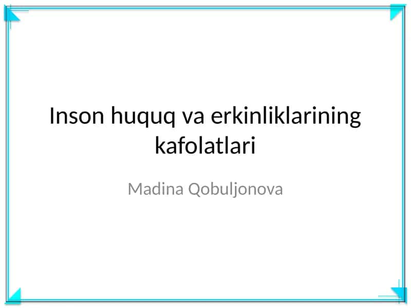 Inson huquq va erkinliklarining kafolatlari