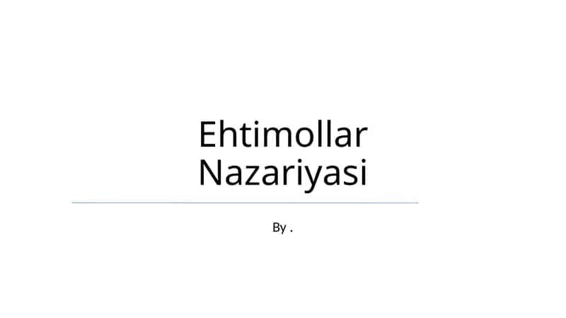 Ehtimollar Nazariyasi