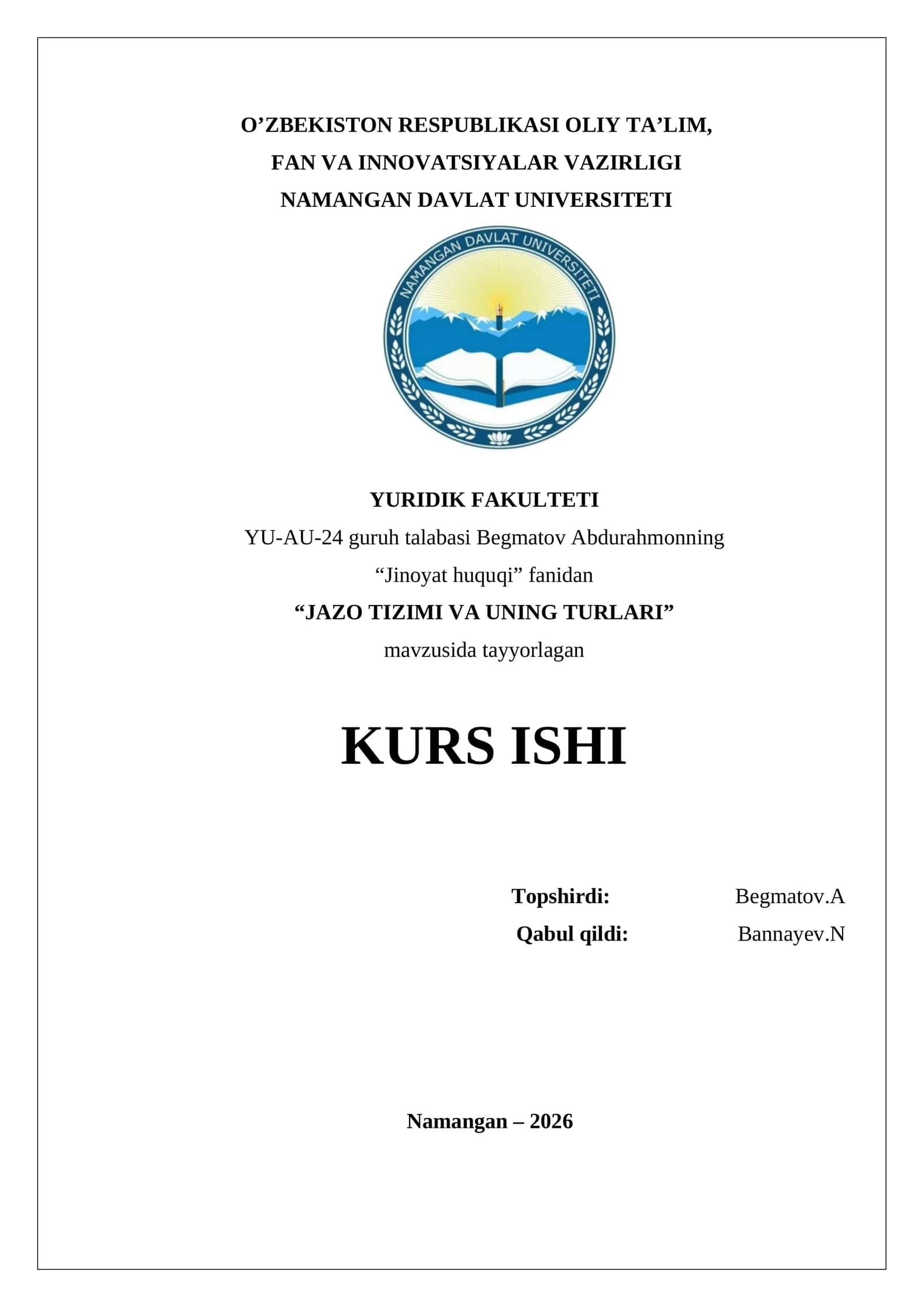JAZO TIZIMI VA UNING TURLARI
