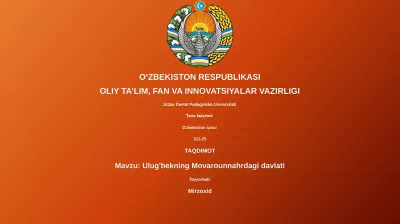 Ulug'bekning Movarounnahrdagi davlati