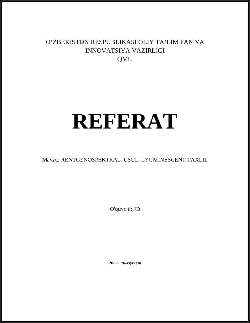Rentgenospektral usul. Lyuminescent taxlil
