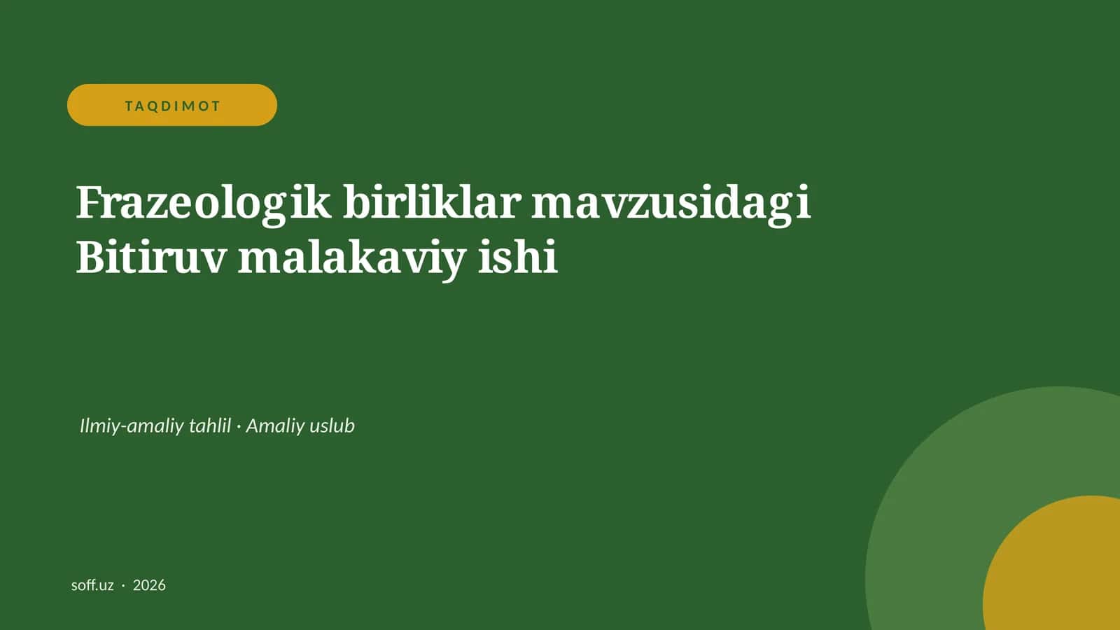 Frazeologik birliklar mavzusidagi Bitiruv malakaviy ishi