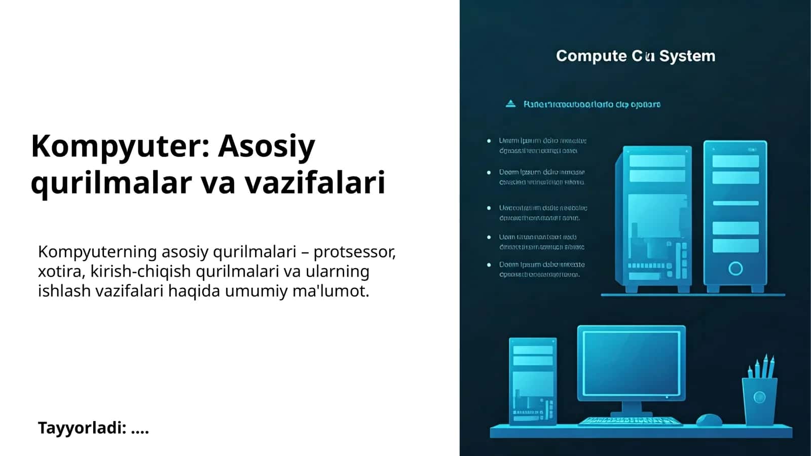 Kompyuter: Asosiy qurilmalar va vazifalari