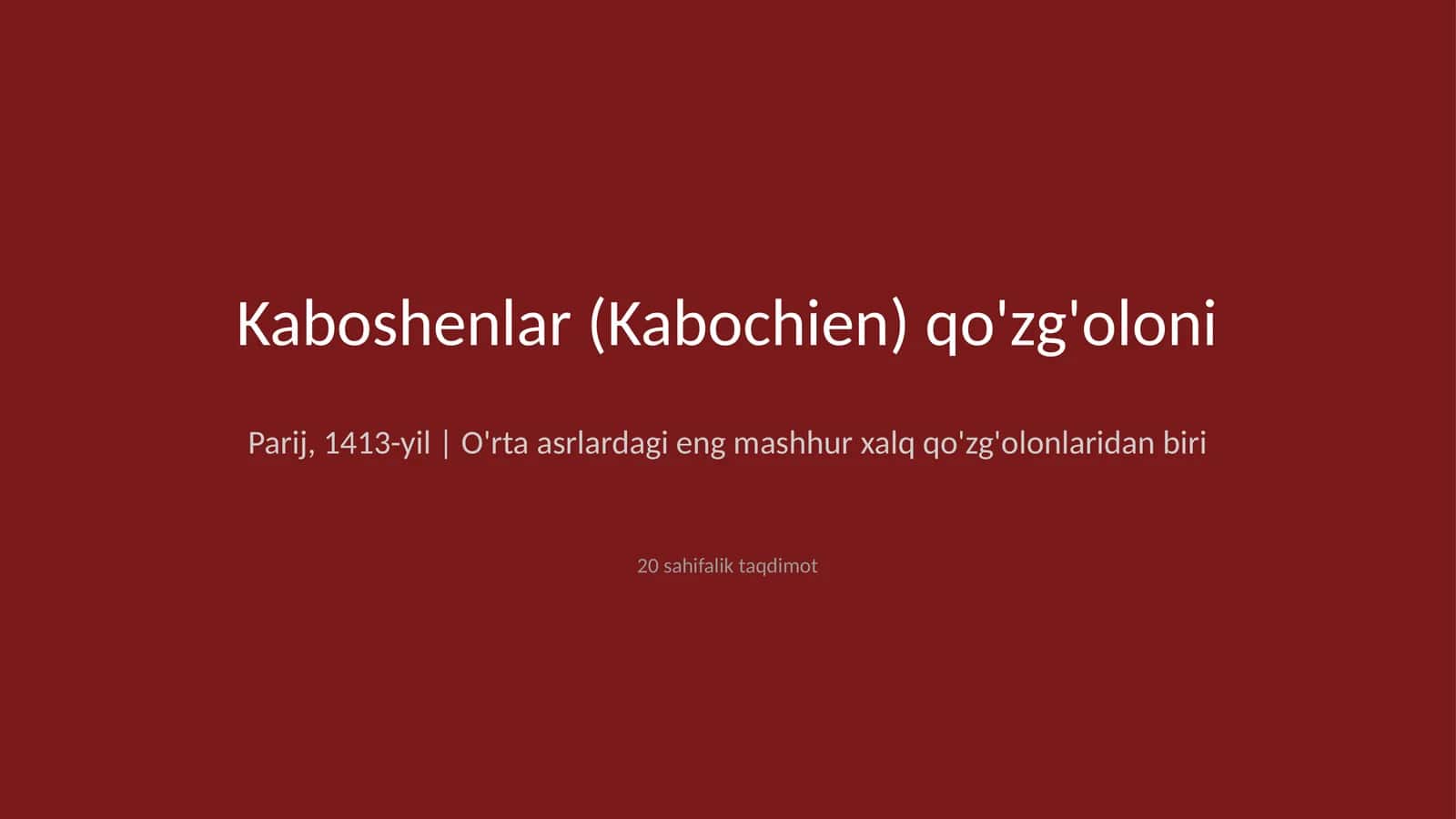 Kaboshenlar qo'zg'oloni