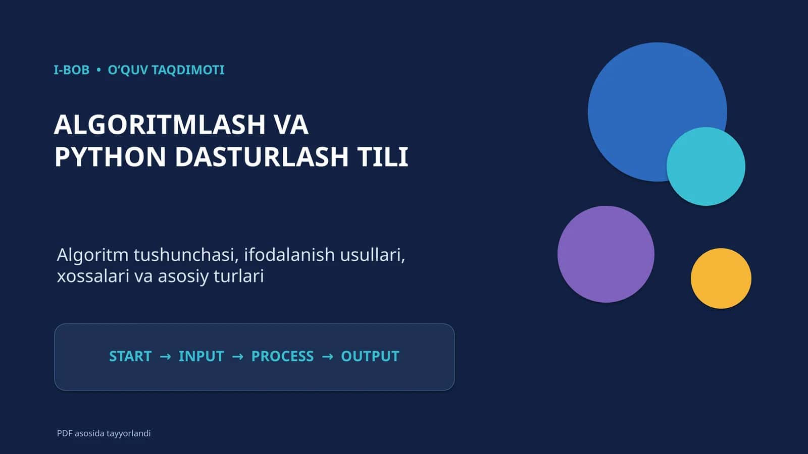 ALGORITMLASH VA PYTHON DASTURLASH TILI