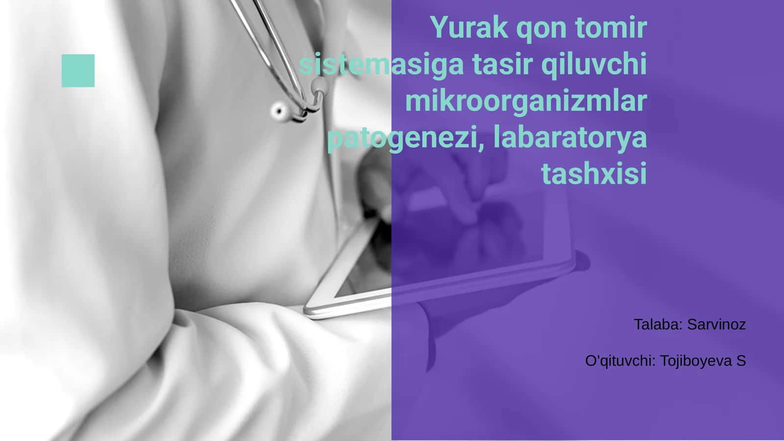Yurak qon tomir sistemasiga tasir qiluvchi mikroorganizmlar patogenezi, labaratorya tashxisi