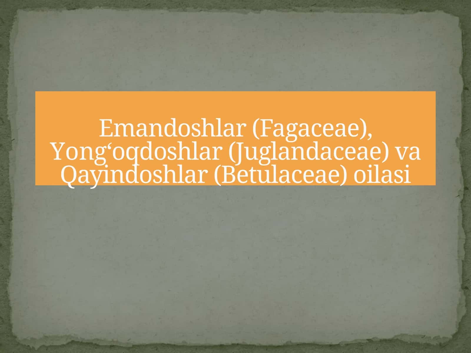 Emandoshlar (Fagaceae), Yong‘oqdoshlar (Juglandaceae) va Qayindoshlar (Betulaceae) oilasi