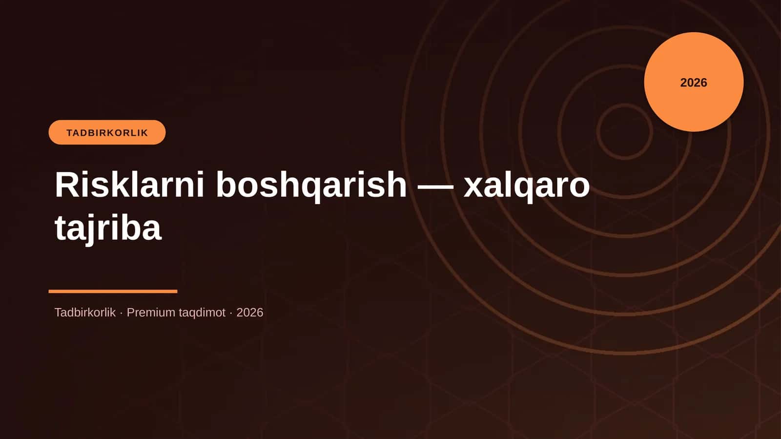 Risklarni boshqarish — xalqaro tajriba