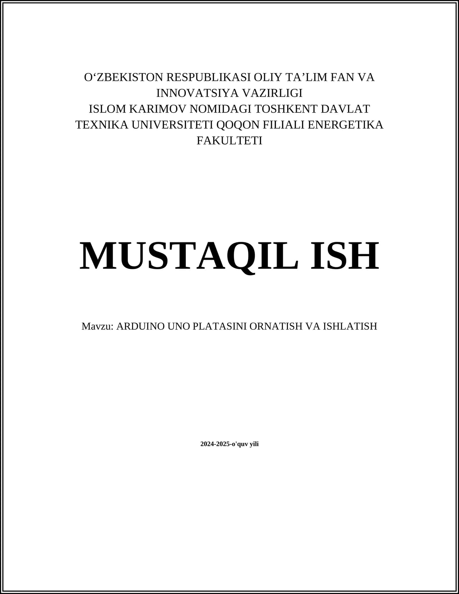 ARDUINO UNO PLATASINI ORNATISH VA ISHLATISH