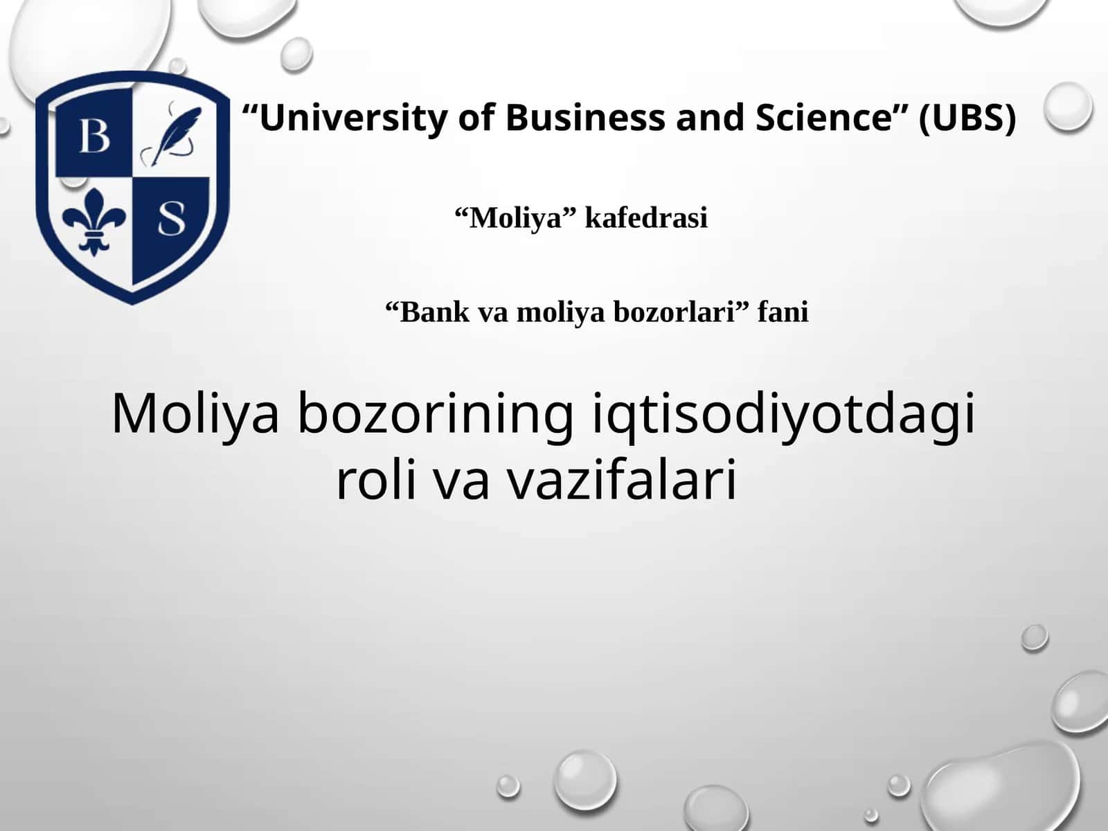 Moliya bozorining iqtisodiyotdagi roli va vazifalari
