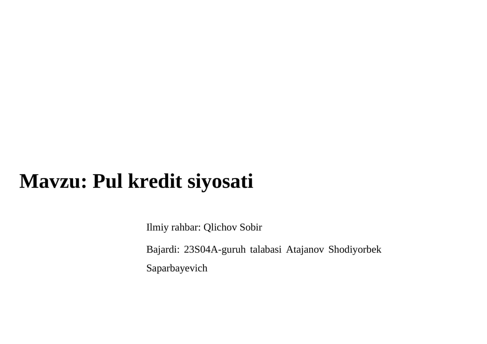 Pul kredit siyosati