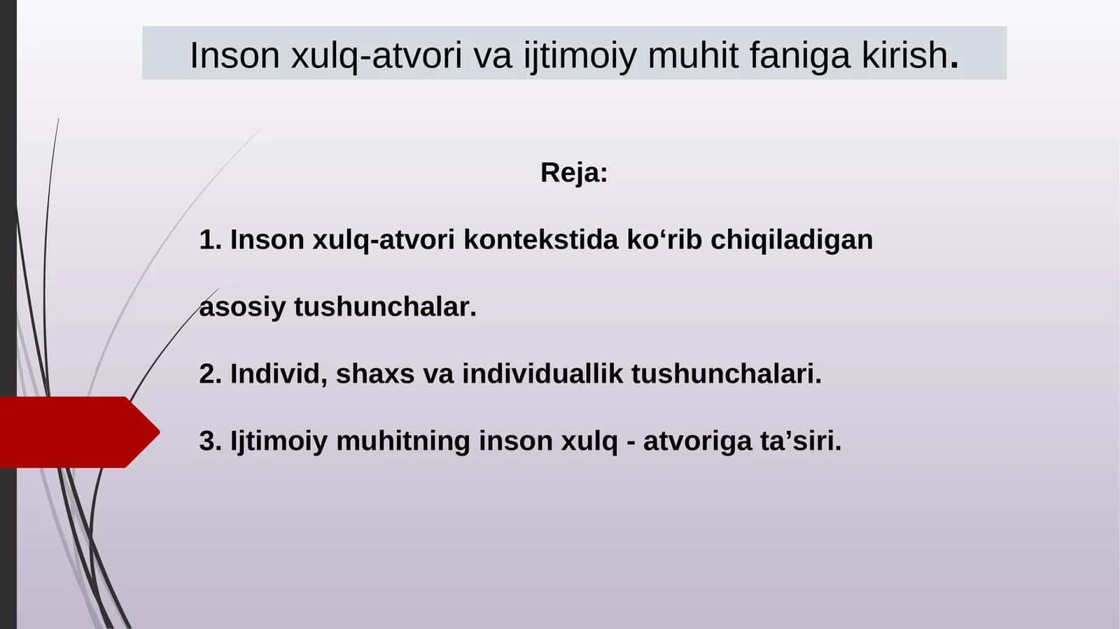 Inson xulq-atvori va ijtimoiy muhit faniga kirish