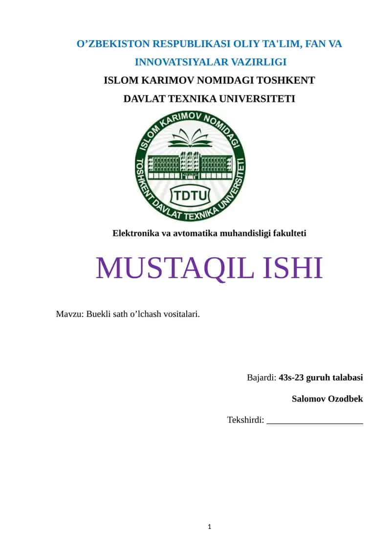 Buekli sath o’lchash vositalari