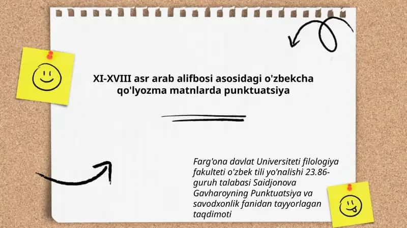 XI-XVIII asr arab alifbosi asosidagi o'zbekcha qo'lyozma matnlarda punktuatsiya