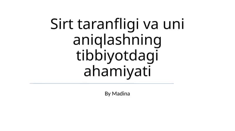 Sirtuinlar Tarangligi va Uni Aniqlashning Tibbiyotdagi Ahamiyati