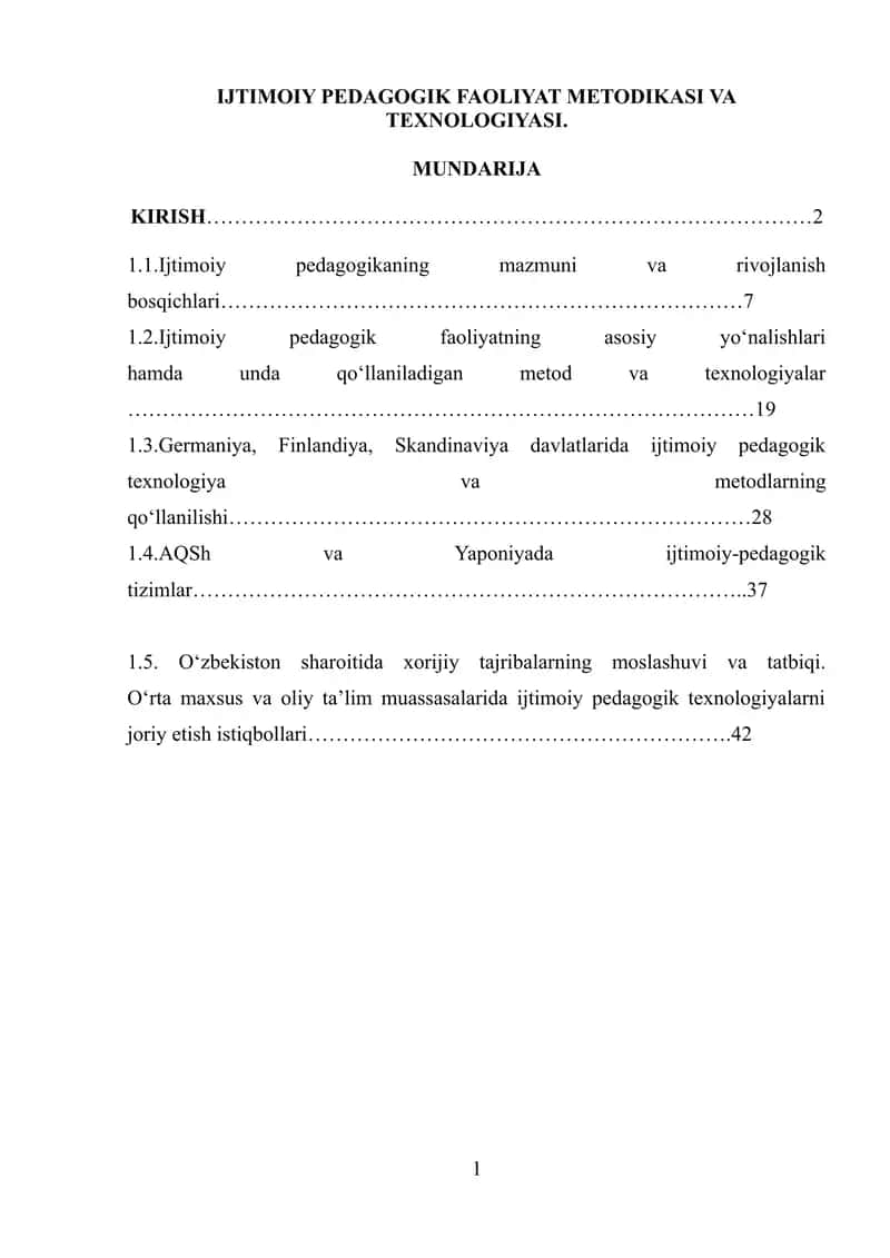 IJTIMOIY PEDAGOGIK FAOLIYAT METODIKASI VA TEXNOLOGIYASI