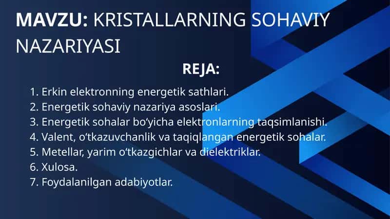 KRISTALLARNING SOHAVIY NAZARIYASI
