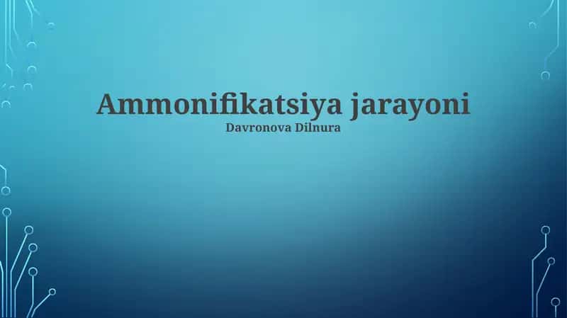 Ammonifikatsiya jarayoni