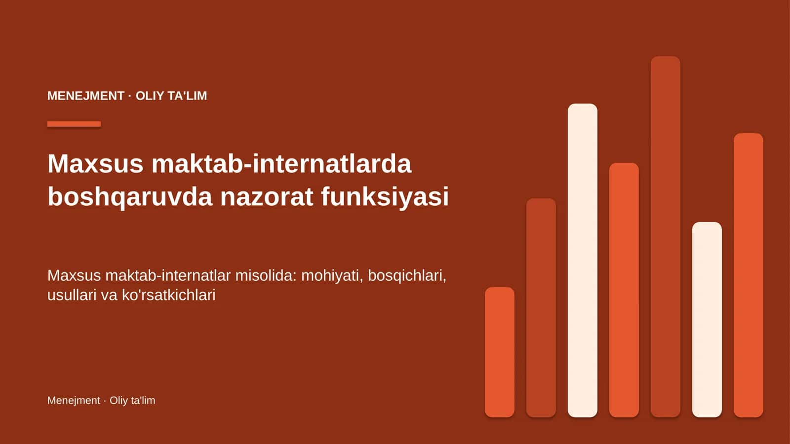 maxsus maktab internatlarda boshqaruvda nazorat funksiyasi 1968