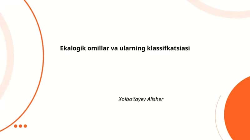Ekalogik omillar va ularning klassifkatsiasi