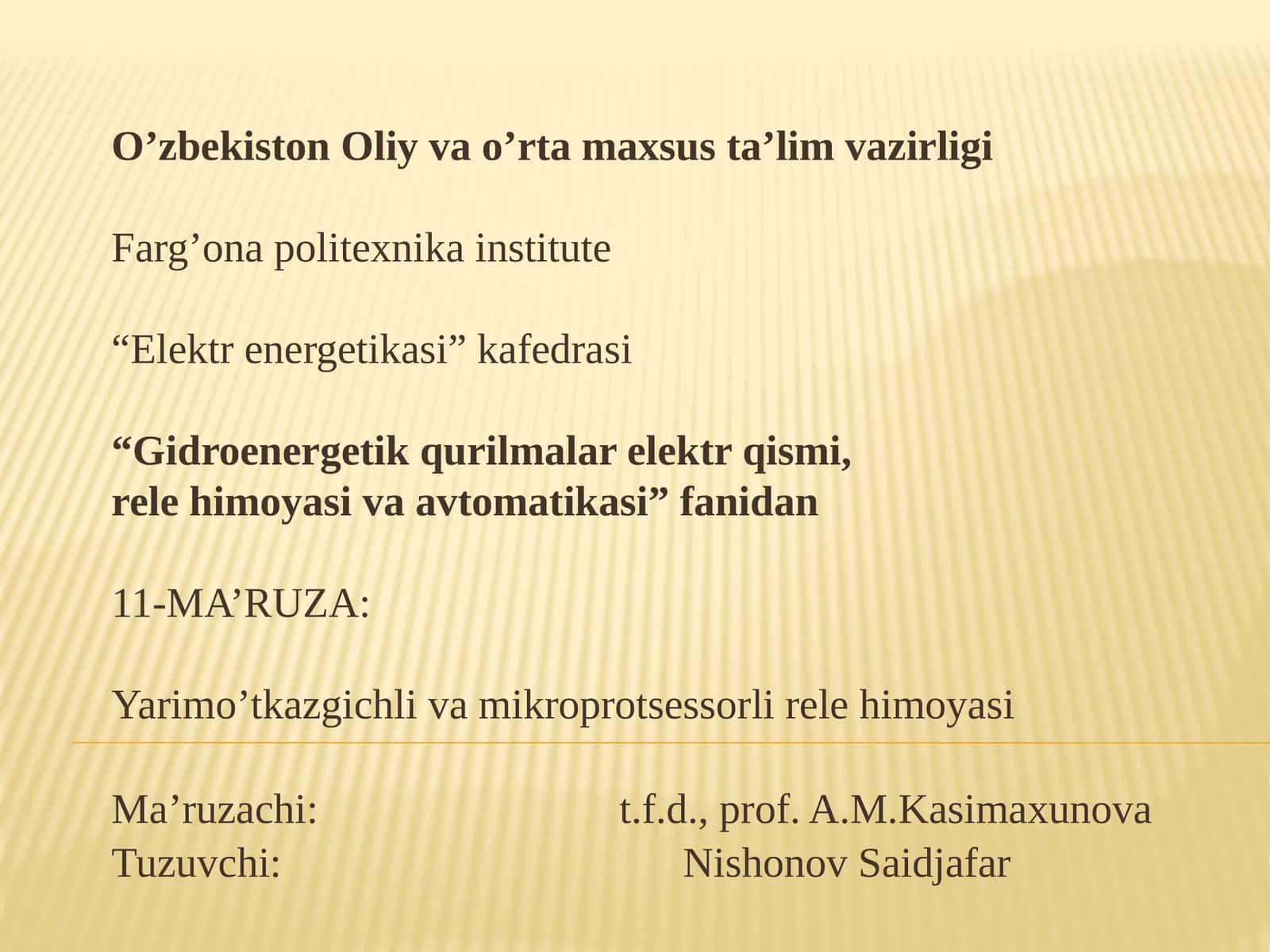 11-MA’RUZA: Yarimoʼtkazgichlivamikroprotsessorlirelehimoyasi