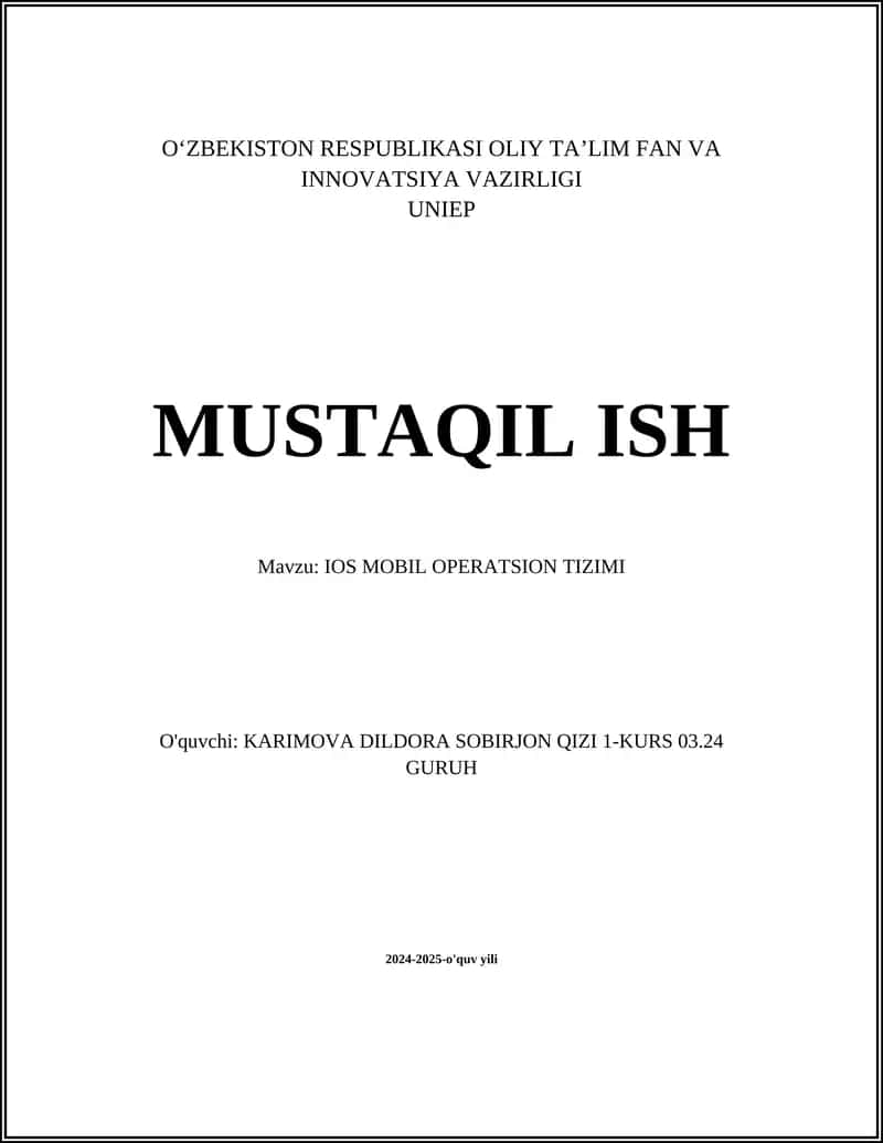 IOS MOBIL OPERATSION TIZIMI