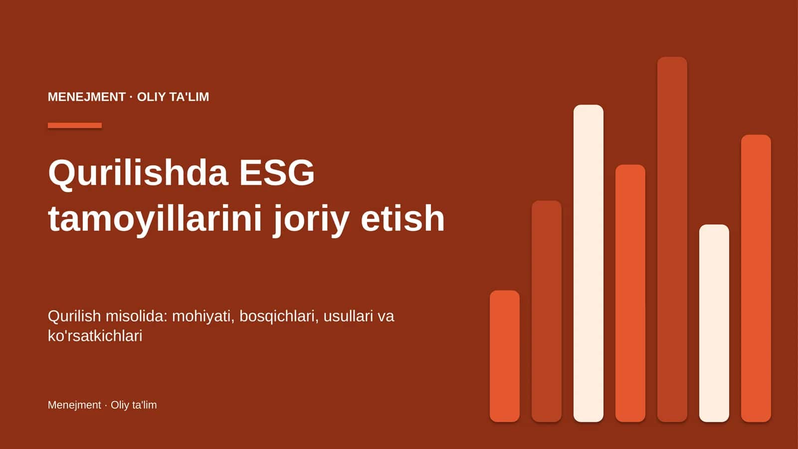 Qurilishda ESG tamoyillarini joriy etish