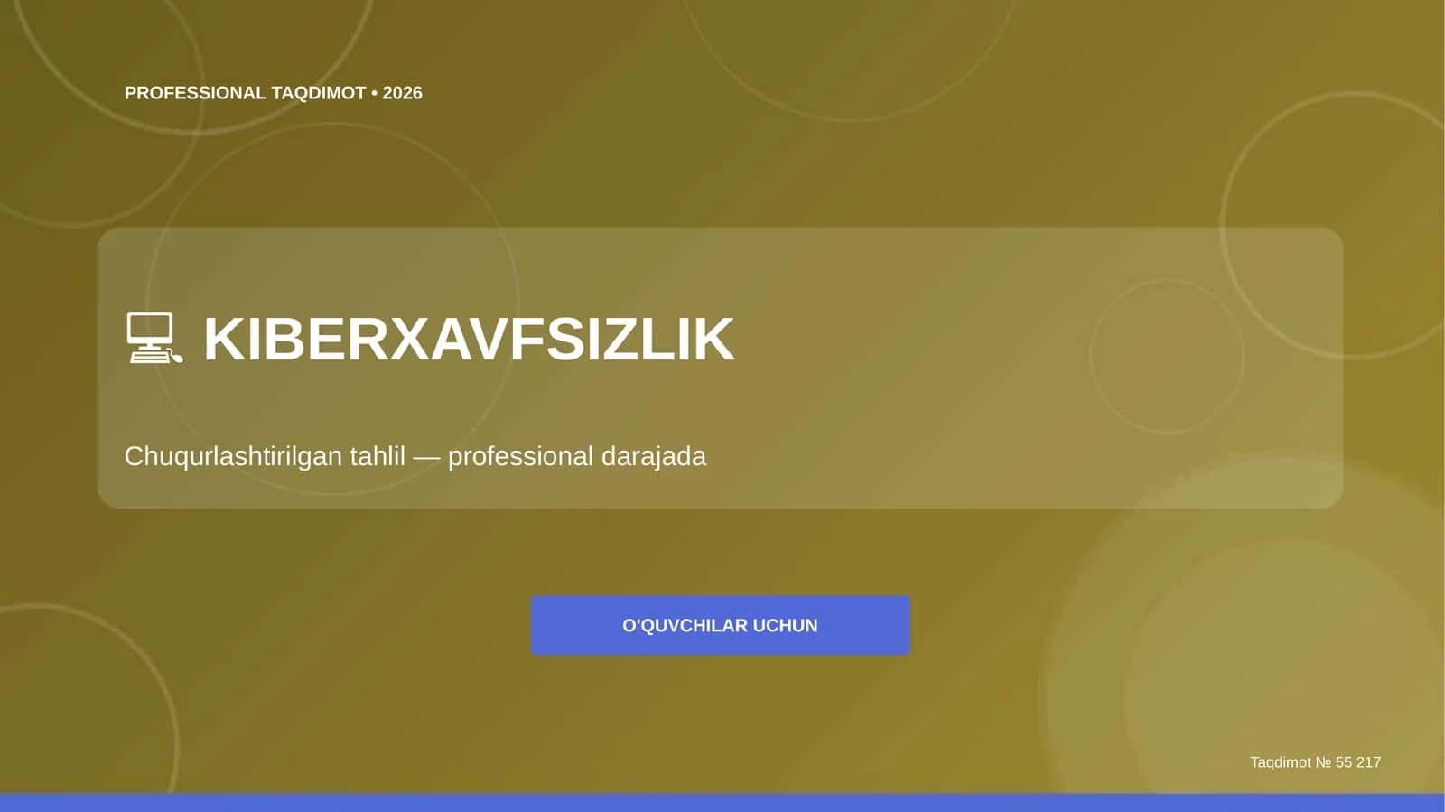 Kiberxavfsizlik: chuqurlashtirilgan tahlil (professional darajada)