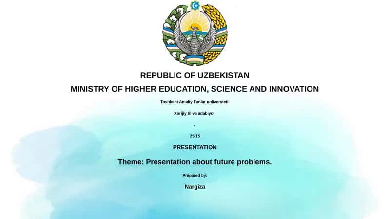 Presentation about future problems