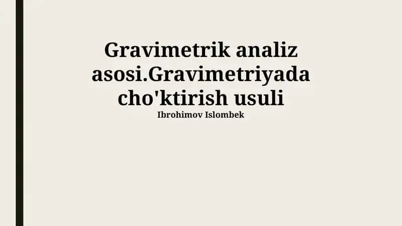 Gravimetrik analiz asosi