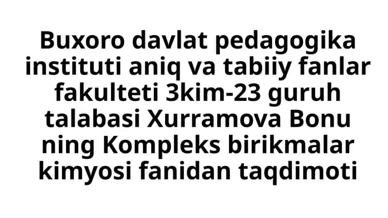 kompleks birikmalar kimyosi