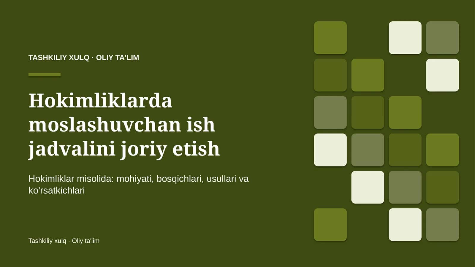 Hokimliklarda moslashuvchan ish jadvalini joriy etish