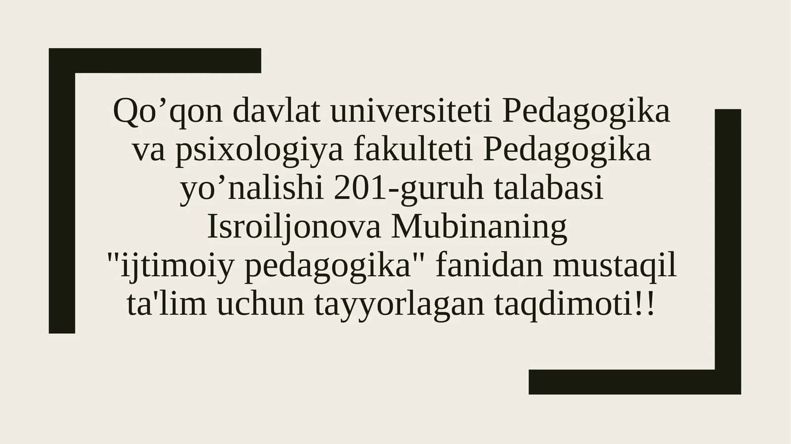 Maktabgacha yoshdagi bolalar bilan tashkil etiladigan ijtimoiy- pedagogik muammolar