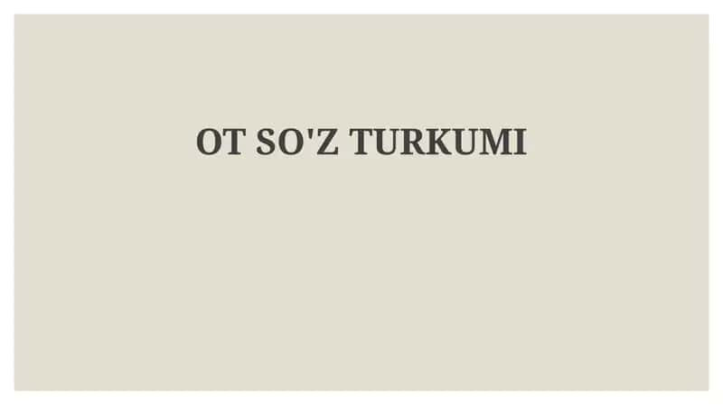 Ot So'z Turkumi
