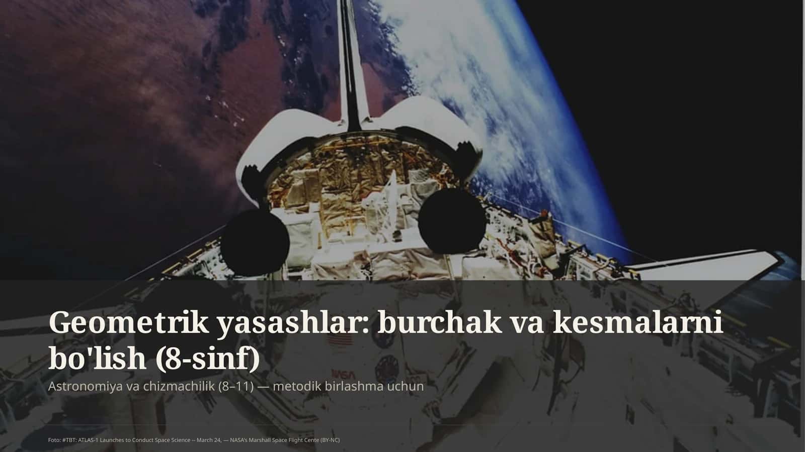 Geometrik yasashlar: burchak va kesmalarni bo'lish (8-sinf)