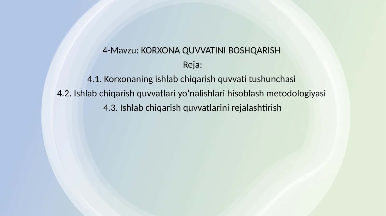 KORXONA QUVVATINI BOSHQARISH