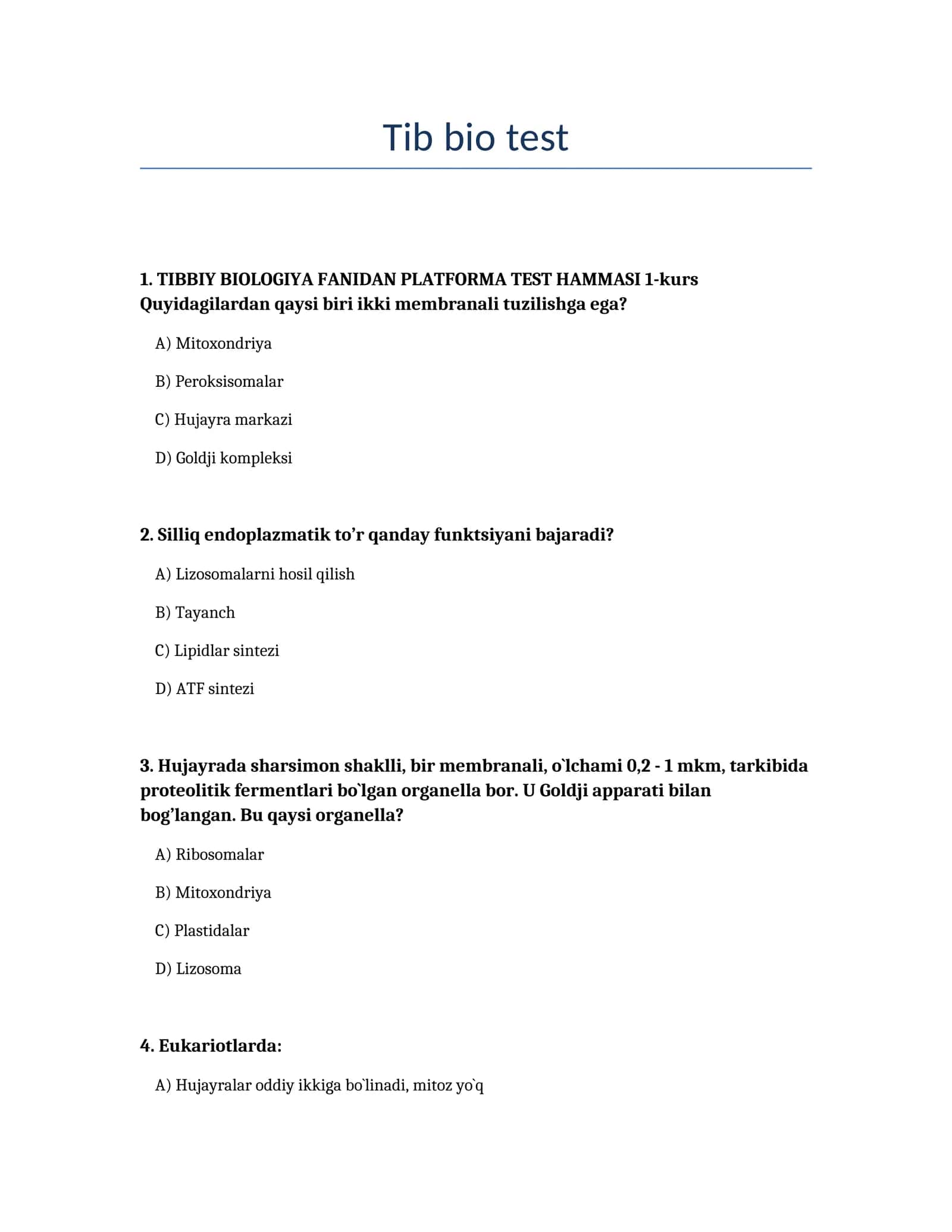 Tib bio test