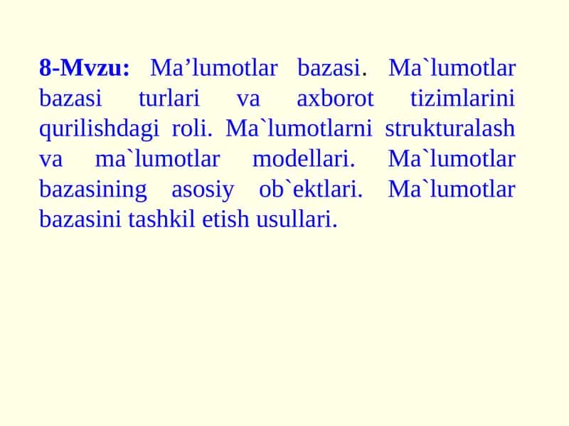 Mа’lumоtlаr bаzаsi