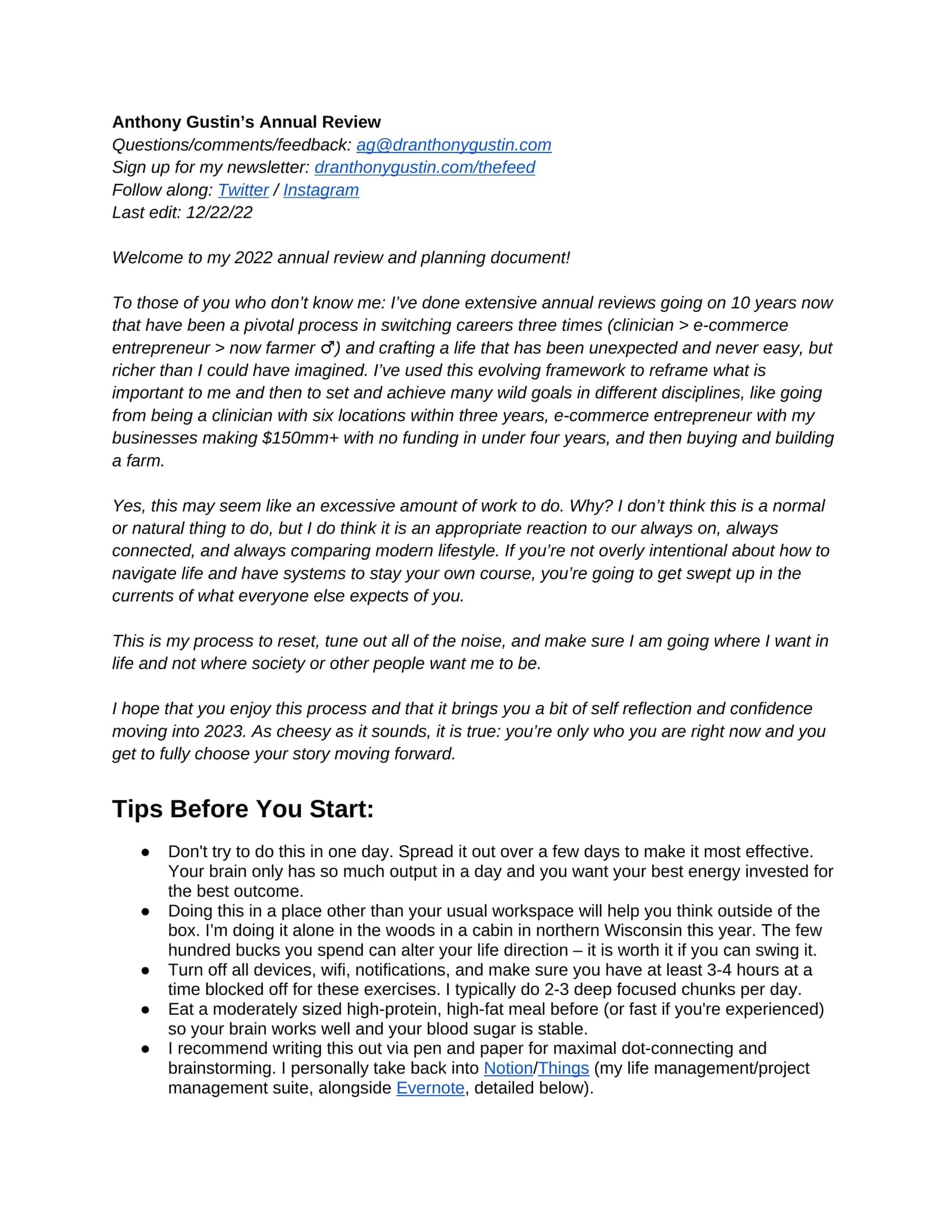 Anthony Gustin’s Annual Review