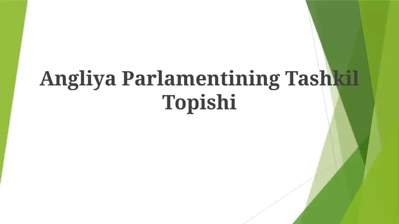 Angliya Parlamentining Tashkil Topishi