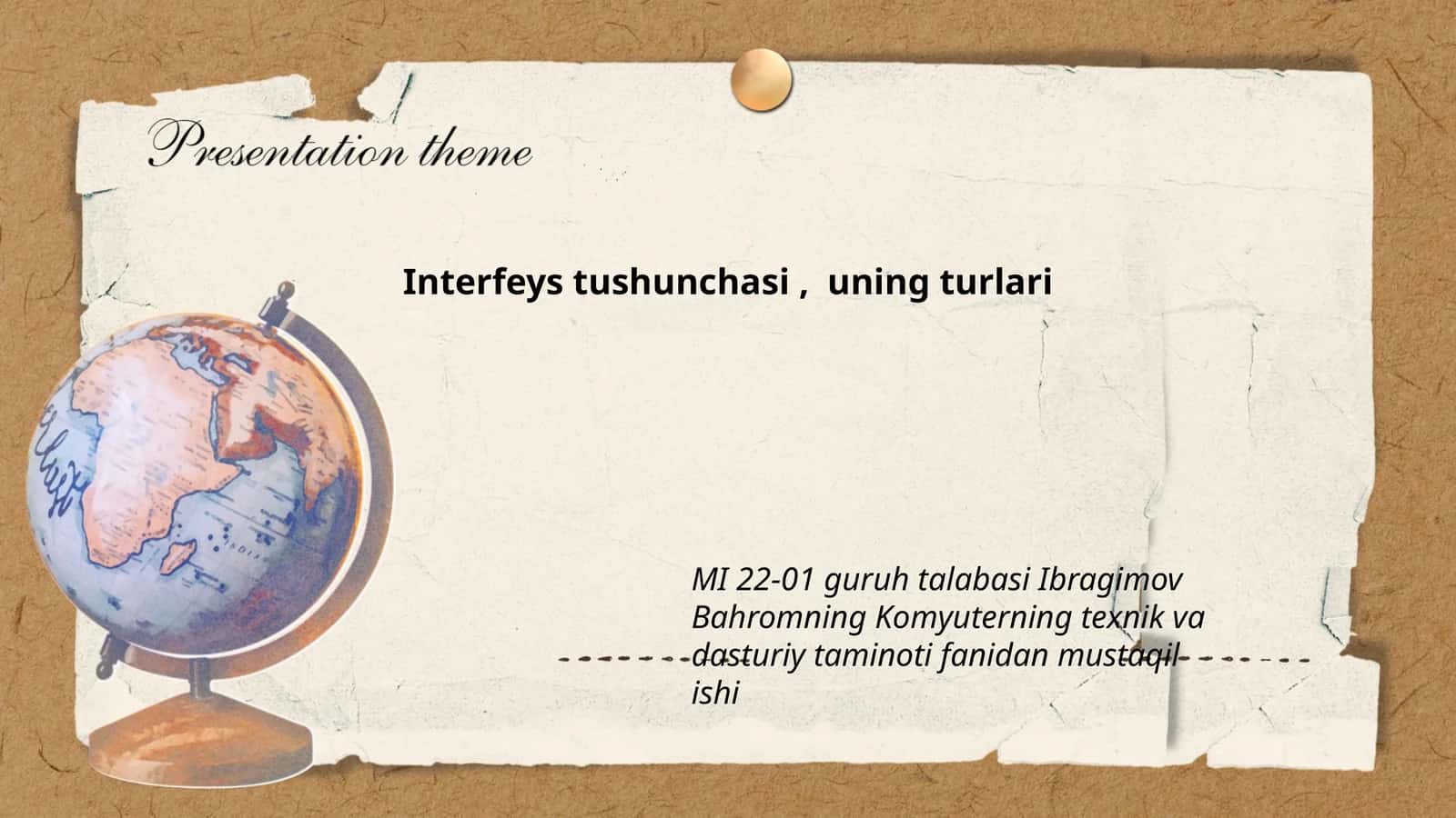 Interfeys tushunchasi, uning turlari