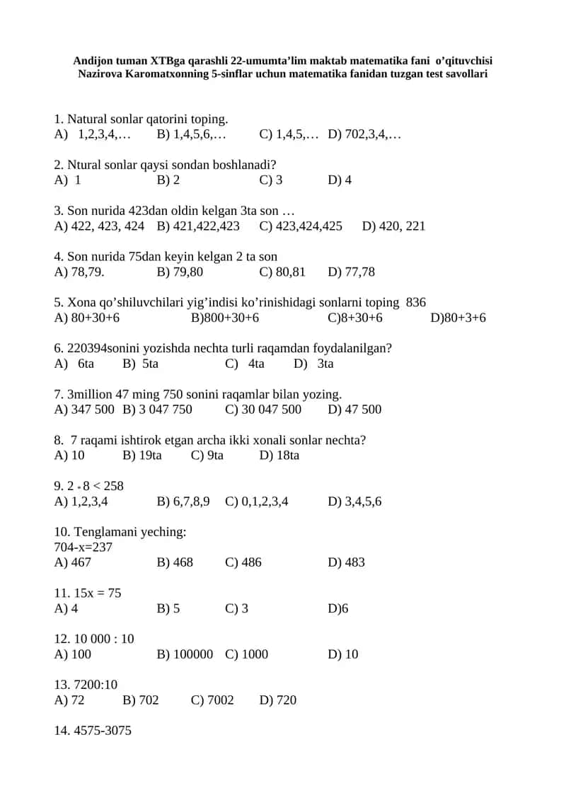 MATEMATIKA TEST