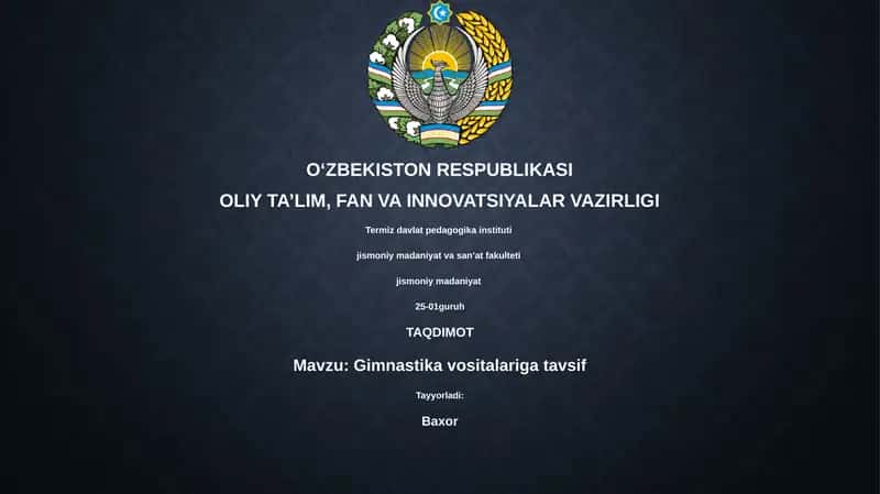 Gimnastika uskunalarining tavsifi