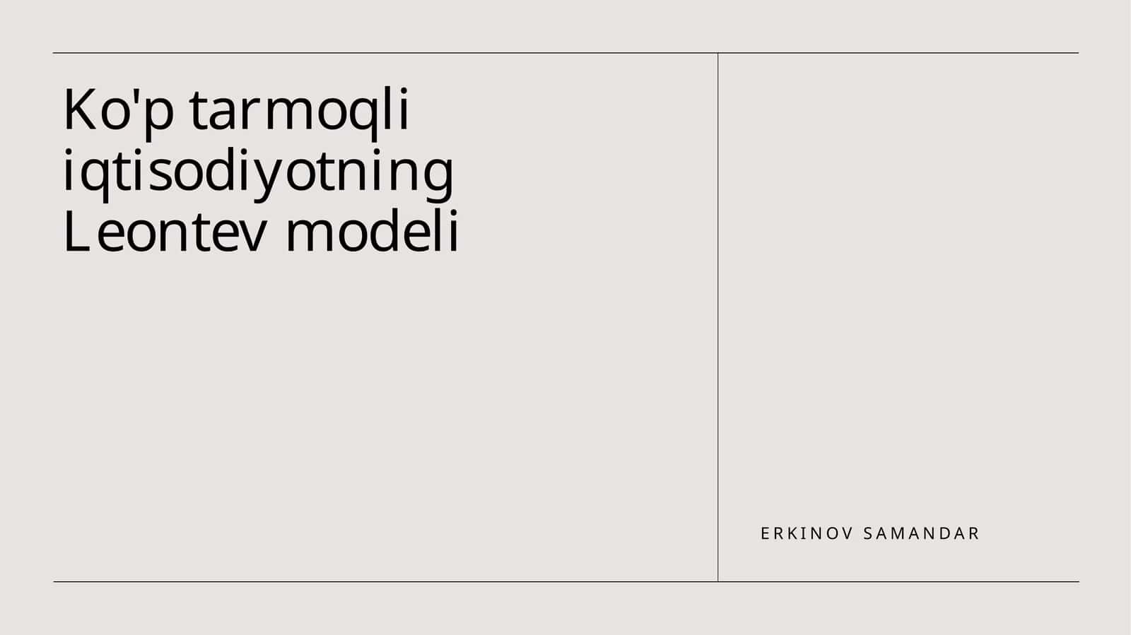 Leontev modeli