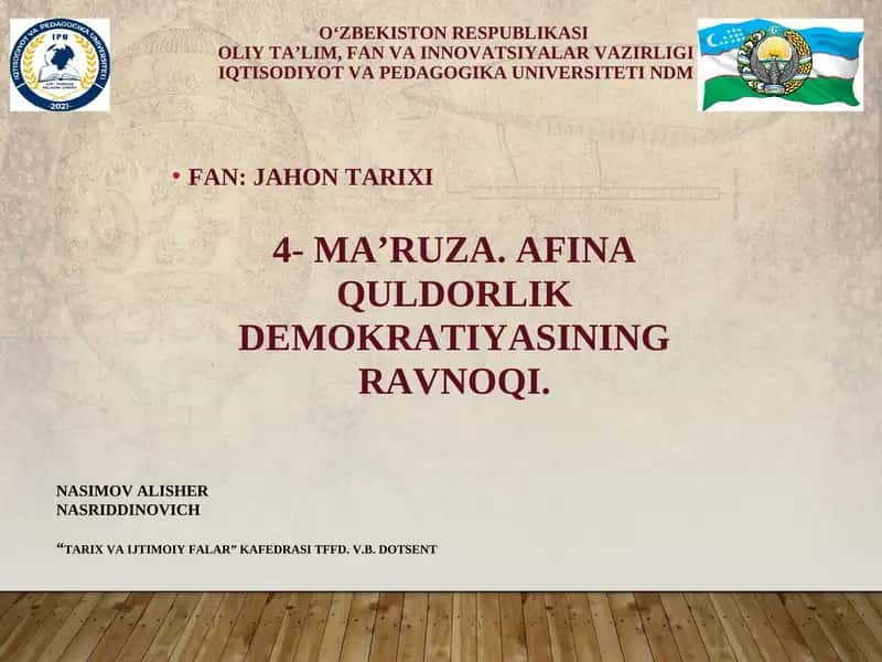 AFINA QULDORLIK DEMOKRATIYASINING RAVNOQI