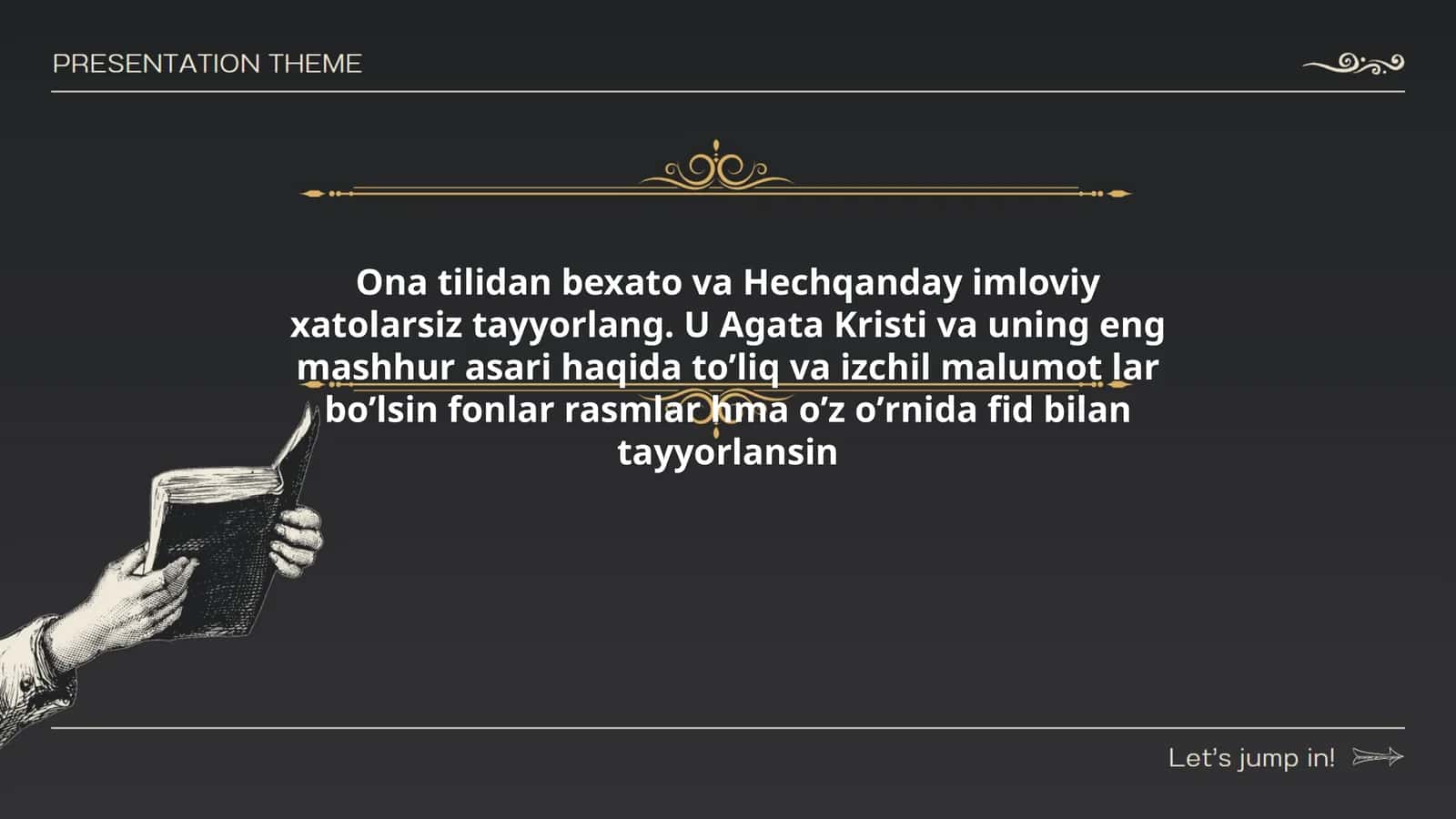 Ona tilidan bexato va Hechqanday imloviy xatolarsiz tayyorlang