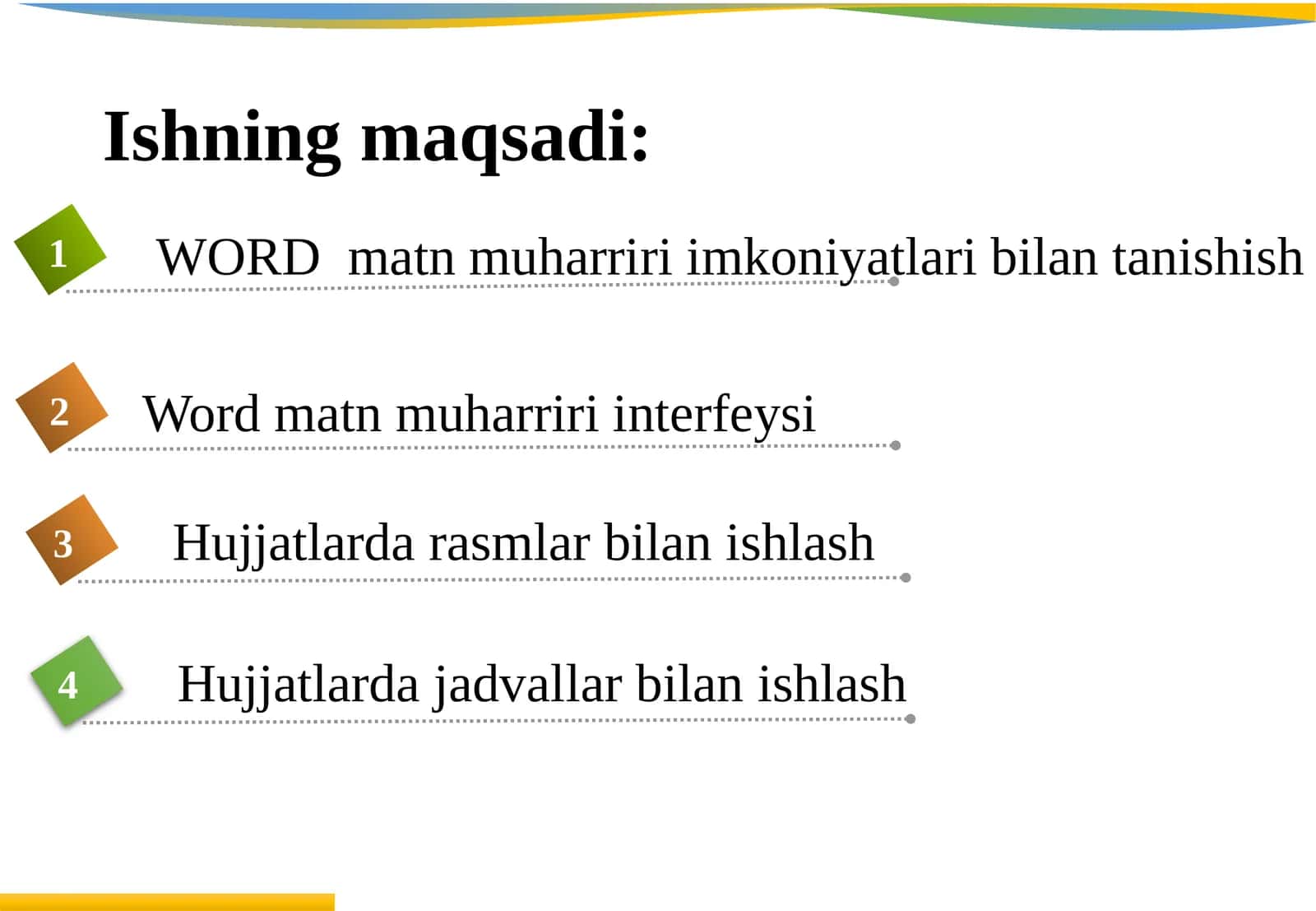 VORD WORD  matn muharriri imkoniyatlari bilan tanishish