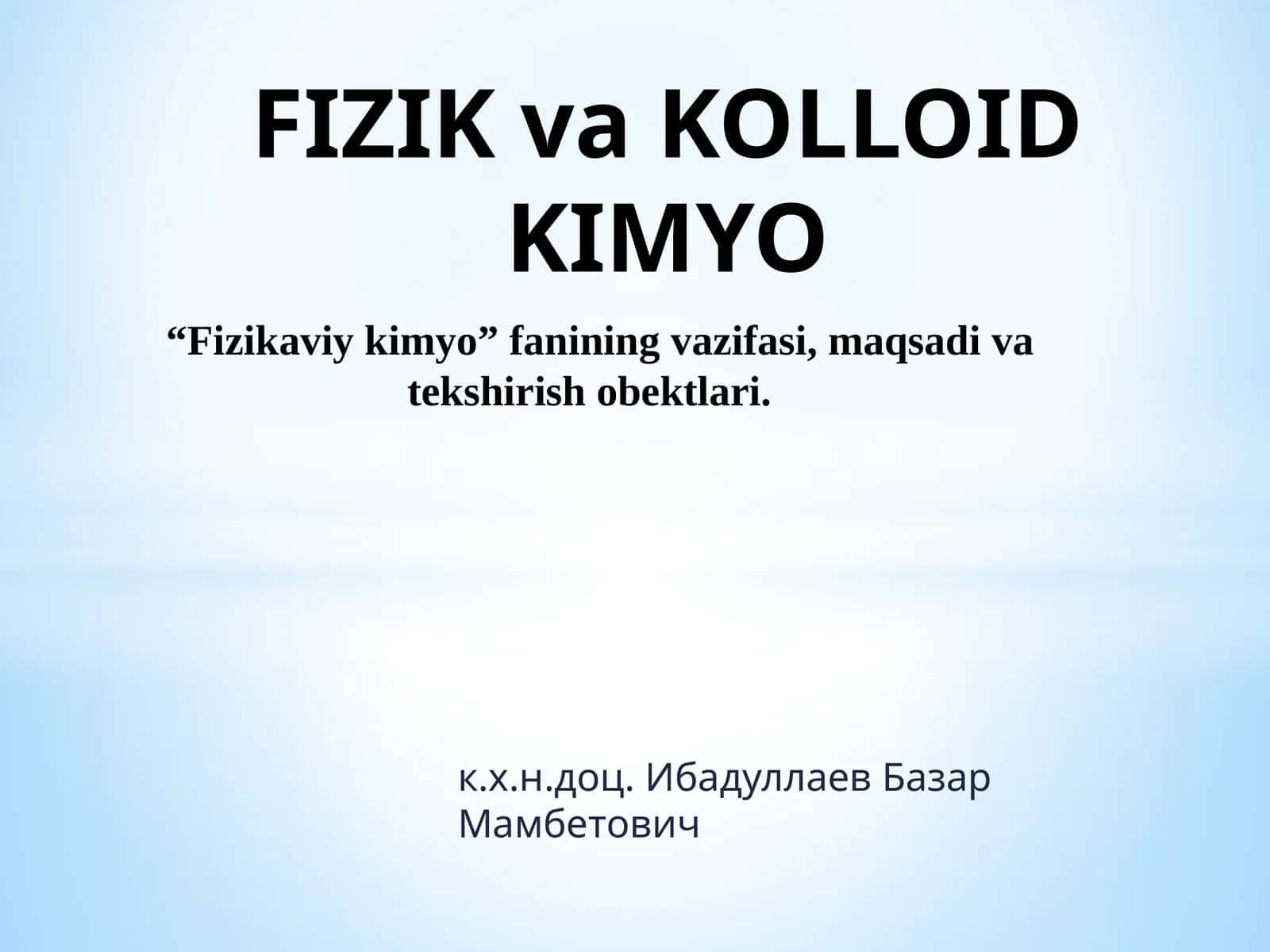 FIZIKvaKOLLOID KIMYO